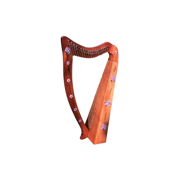 19 Strings Lyre harp  Rosewood  Nylon strings  with Extra Strings and Tuner Flower Design