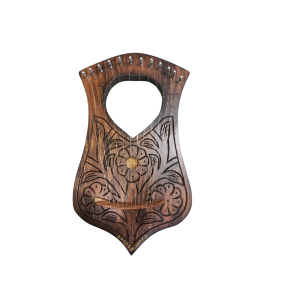 12 Strings Lyre harp  Flower Design Rosewood Handmade with Extra Strings and Tuner